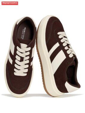 Platform Sneakers Lace-Up Cushioned Insole Leather Casual Shoes